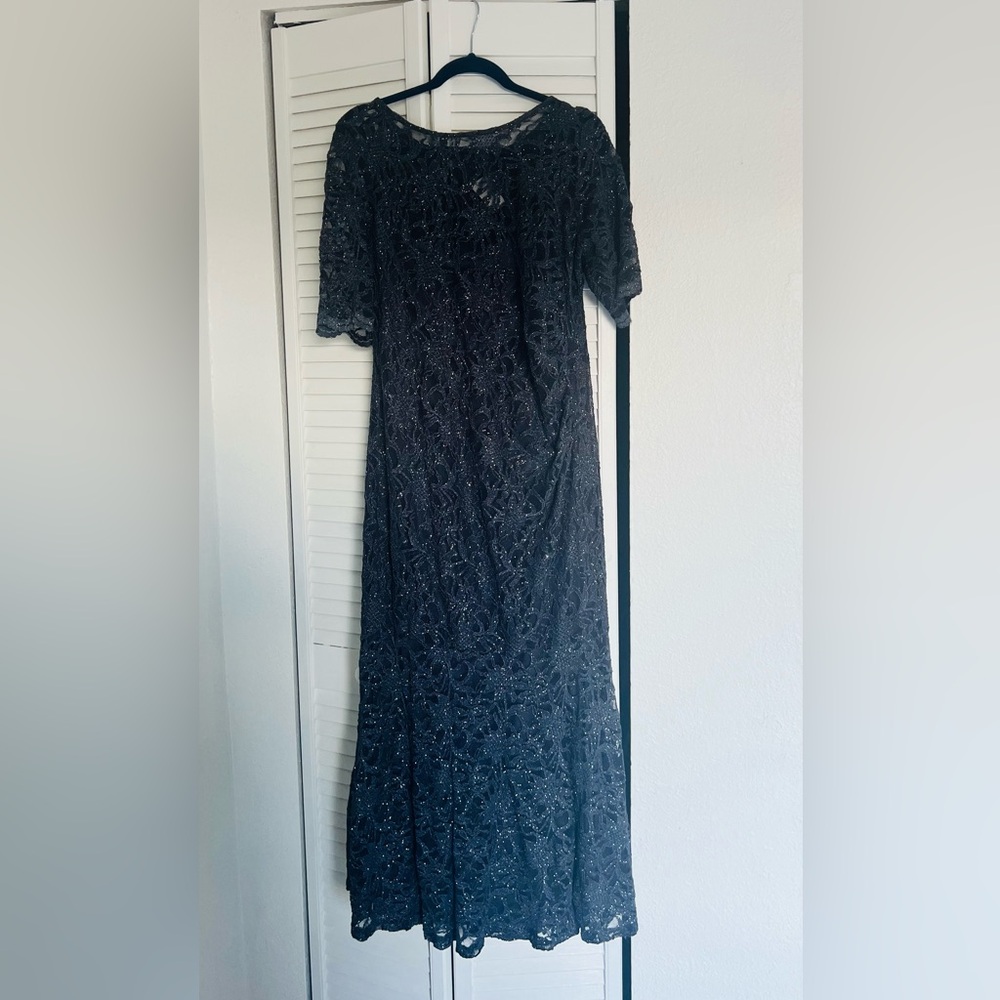 Downton Abbey gunmetal grey and silver short Sleeves Wedding gown size 16W